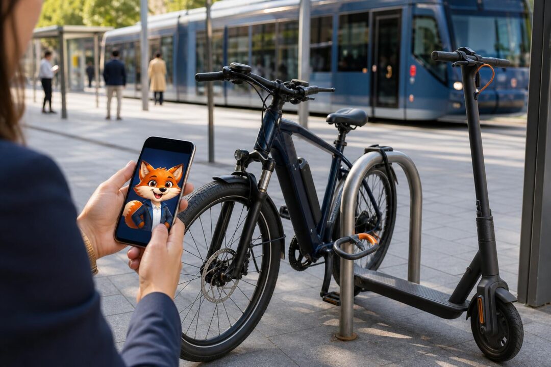 IZO, agent virtuel d’Izor, avec vélo électrique et trottinette pour assurance vol nouvelles mobilités à Montpellier
