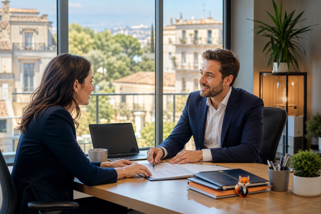 Courtier en assurances et crédits à Montpellier avec présence discrète d’IZO, agent virtuel d’Izor