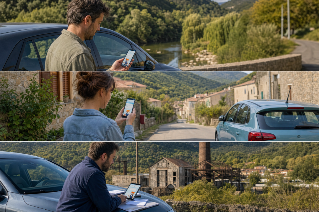 IZO, agent virtuel d’Izor, accompagne une demande d’assurance auto au Bousquet-d’Orb