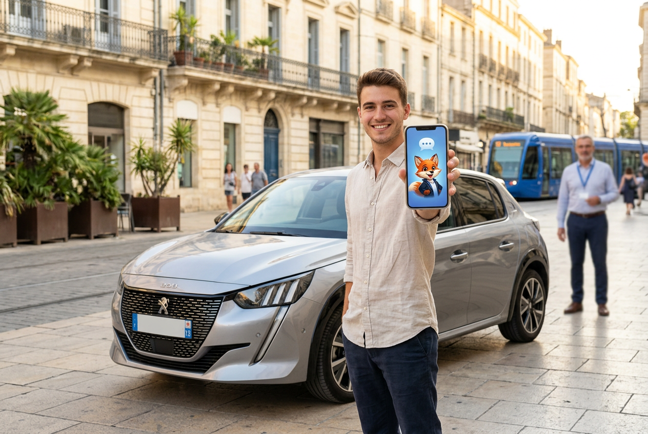 IZO, agent virtuel d’Izor, aide un jeune conducteur avec malus à comparer une assurance auto à Montpellier