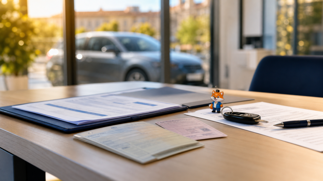 Documents de permis étranger et assurance auto à Montpellier avec présence discrète d’IZO, agent virtuel d’Izor.