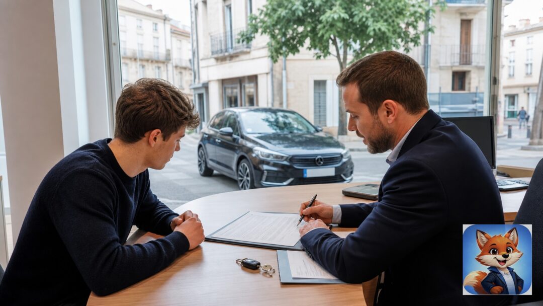 Assurance auto provisoire à Paulhan : scène réaliste en France avec conseiller Izor et IZO discret