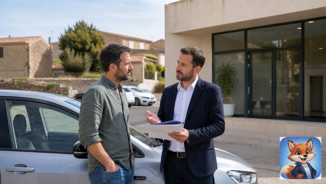 Assurance auto risque aggravé à Fontès : scène réaliste en France avec humains visibles et IZO discret