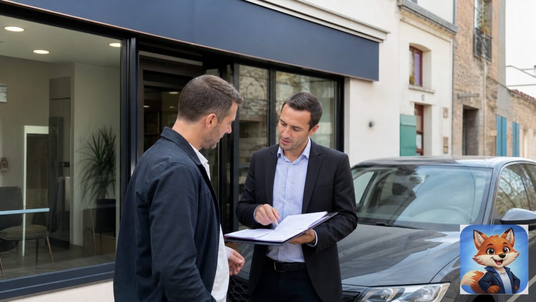 Assurance auto risque aggravé à Saint-Chinian : scène réaliste en France avec humains visibles et IZO discret