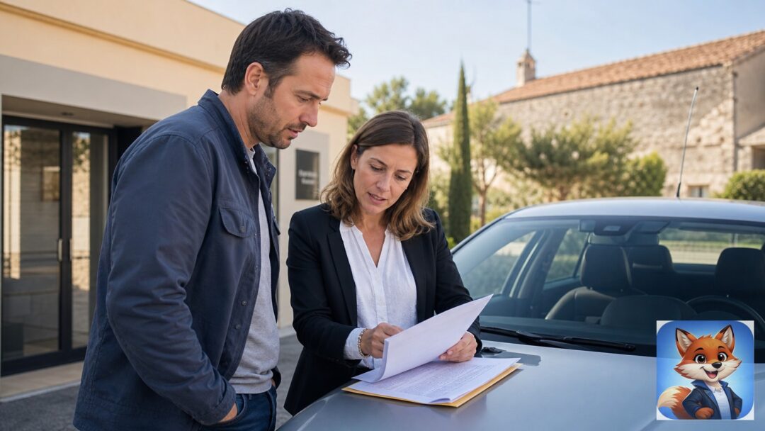 Assurance auto risque aggravé à Saint-Geniès-de-Fontedit : scène réaliste en France avec humains visibles et IZO discret