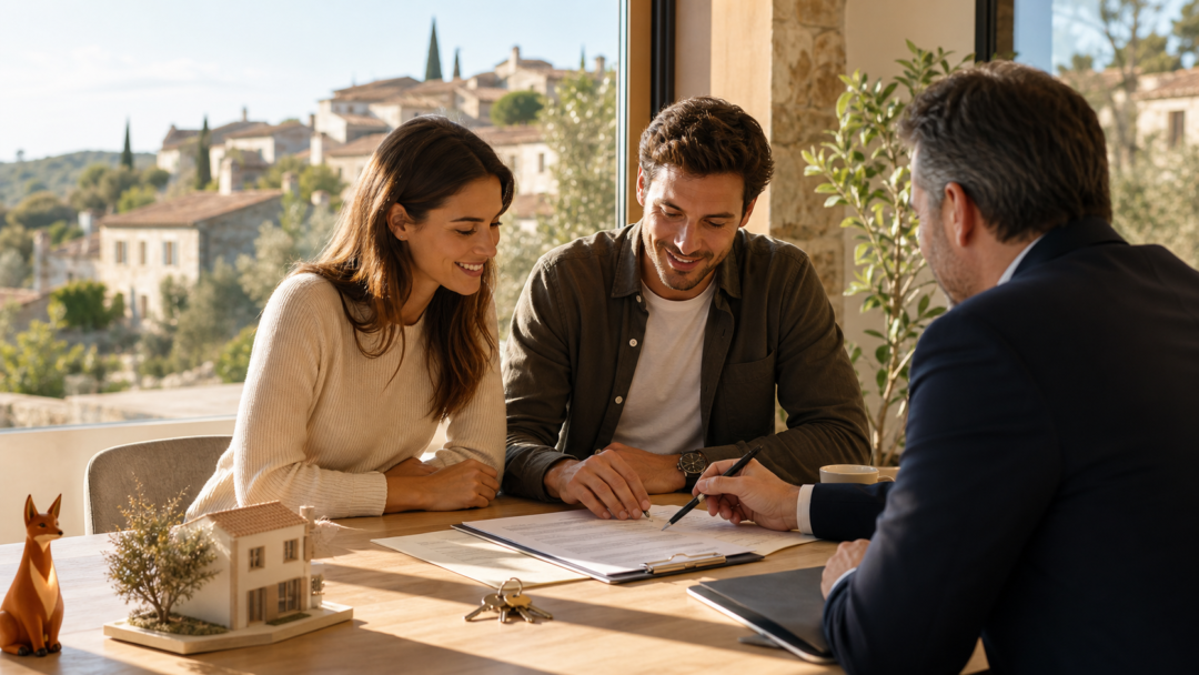 Couple préparant un achat immobilier à Montady avec assurance emprunteur Izor