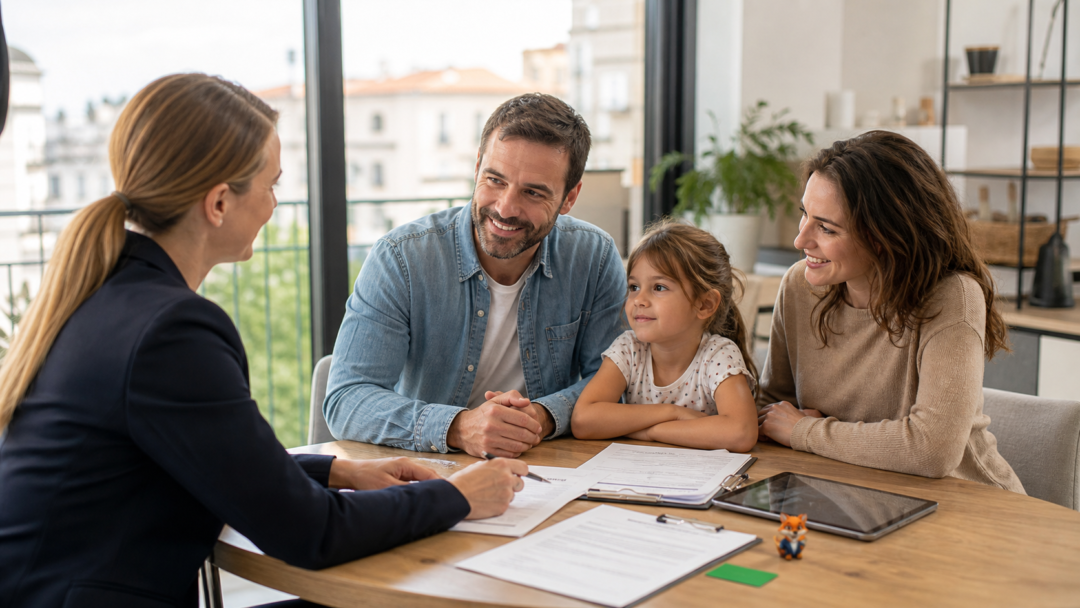 Famille à Montpellier consultant une mutuelle santé avec IZO, agent virtuel d’Izor