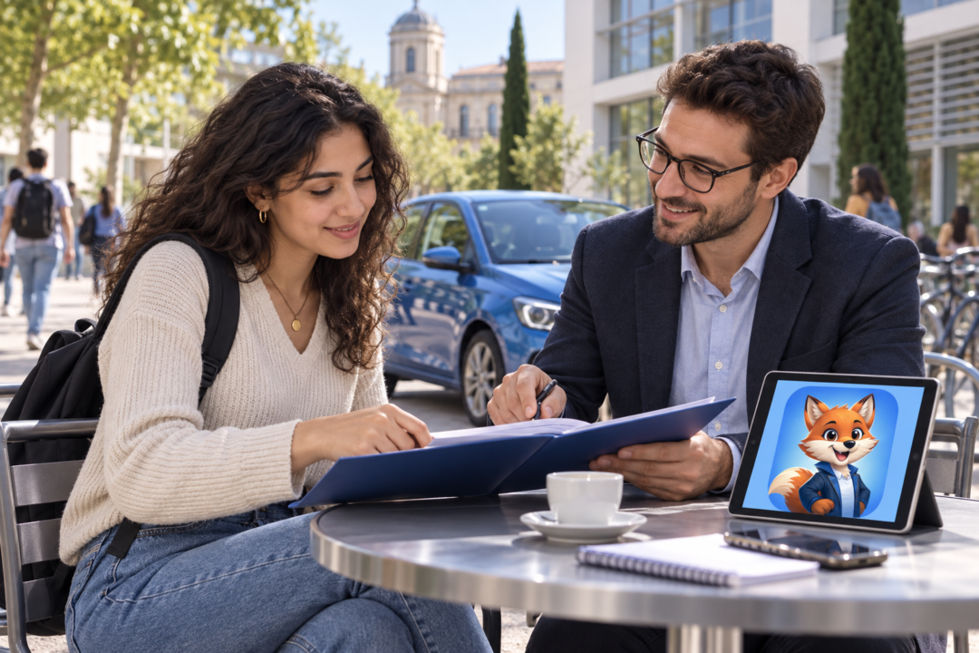 Assurance auto étudiant algérien à Montpellier : échange avec un conseiller, IZO visible sur tablette