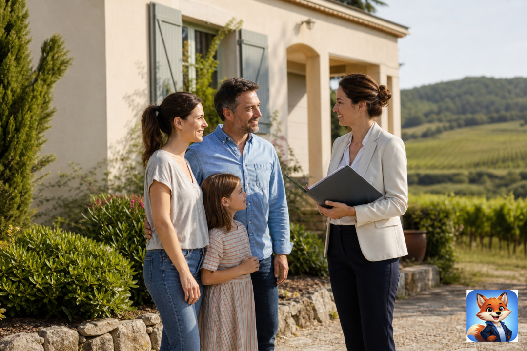 Assurance habitation Caussiniojouls : scène réaliste avec humains visibles en contexte Hérault, IZO officiel discret