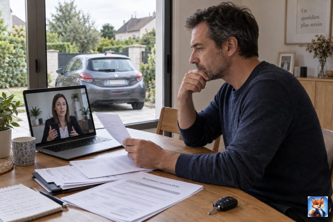 Assurance auto risque aggravé à Cergy : personnes et véhicule dans une scène française, IZO officiel discret.