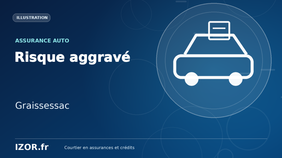 Illustration IZOR « Risque aggravé — Graissessac » avec un pictogramme de voiture et de document.
