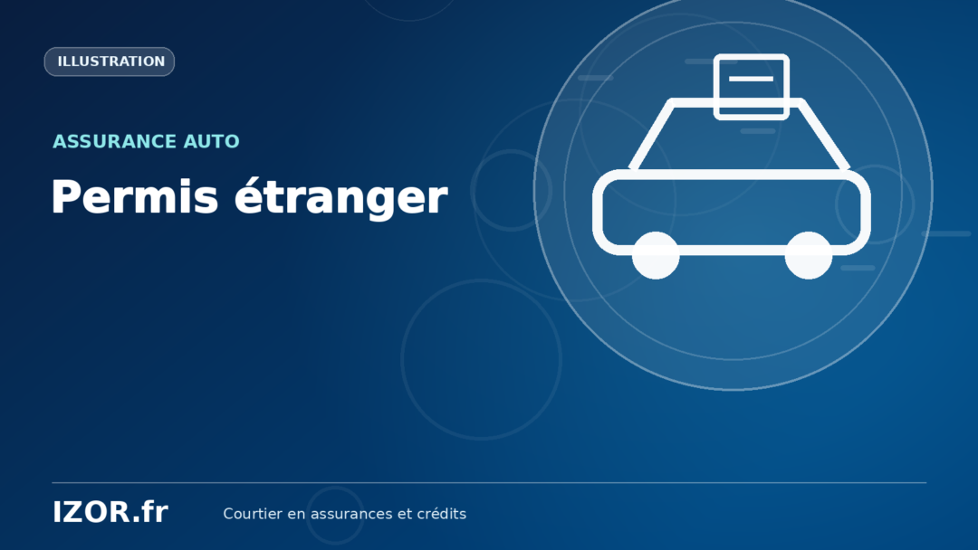Illustration de la vidéo sur l’assurance auto avec un permis étranger : voiture et document stylisés.