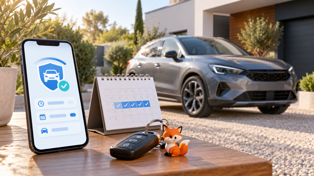 Voiture, clés et calendrier pour une assurance auto provisoire à Saint-Gély-du-Fesc
